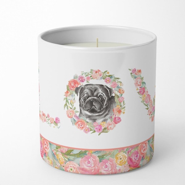 Carolines Treasures 3.75 x 3.25 in. Unisex Pug No.8 Love 10 oz Decorative Soy Candle WDK4470CDL - main